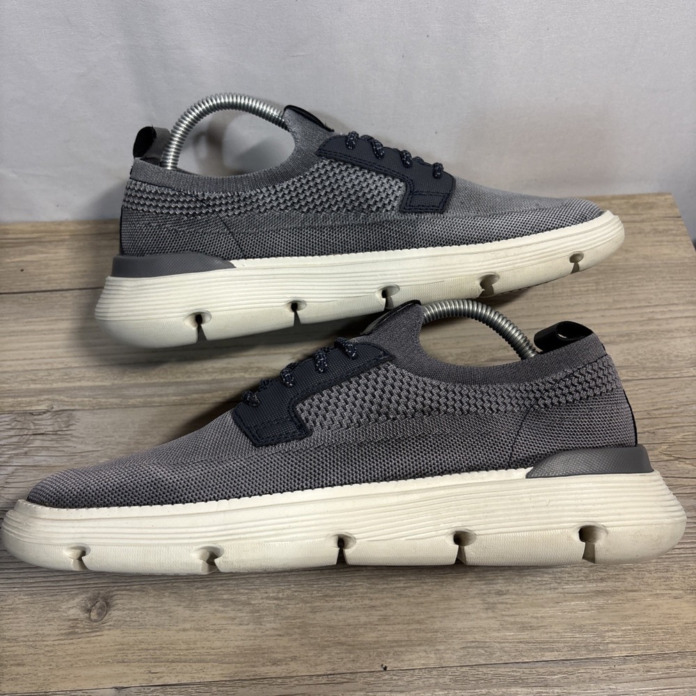 Skechers Men 7.5 Garza Alandis Sneaker Gray Blue‎ Knit Slip On Stretch Lace Shoe - Picture 10 of 15
